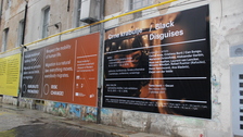 Photo marina tkalčić.  banner for promotion of the exhibition black disguises