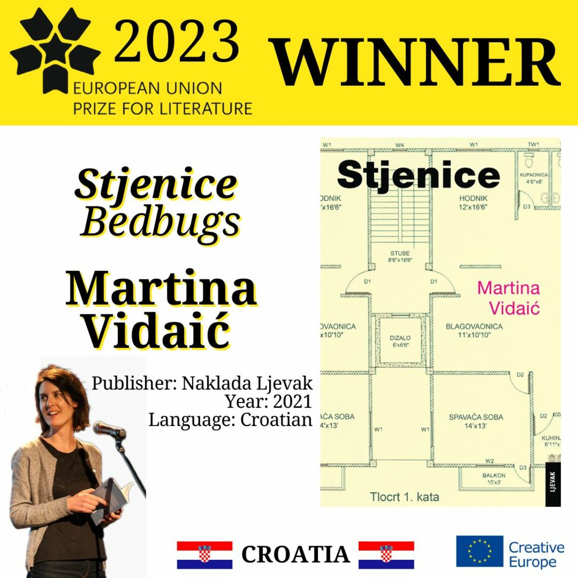 Proglašena dobitnica Nagrade Europske unije za književnost – EUPL 2023